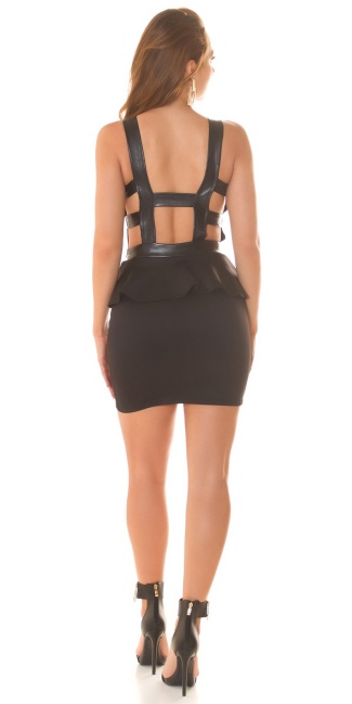Club-minidress backless with peplum Black
